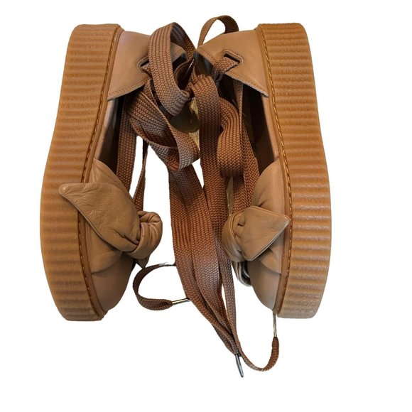 Fenty by Rihanna Puma 365794-03 Bow Creeper Lace Up Flats Leather Tan Size US7.5 - Picture 4 of 8